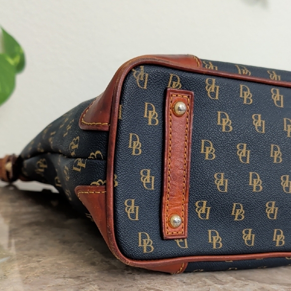 Dooney & Bourke Dark Blue and Brown Leather Shoulder Bag - Picture 6 of 15